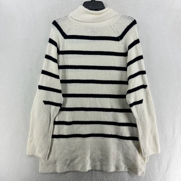 A New Day Sweater Womens XL Cream Black Striped Cowl Mock Neck Heavy Cozy NEW - Picture 2 of 12